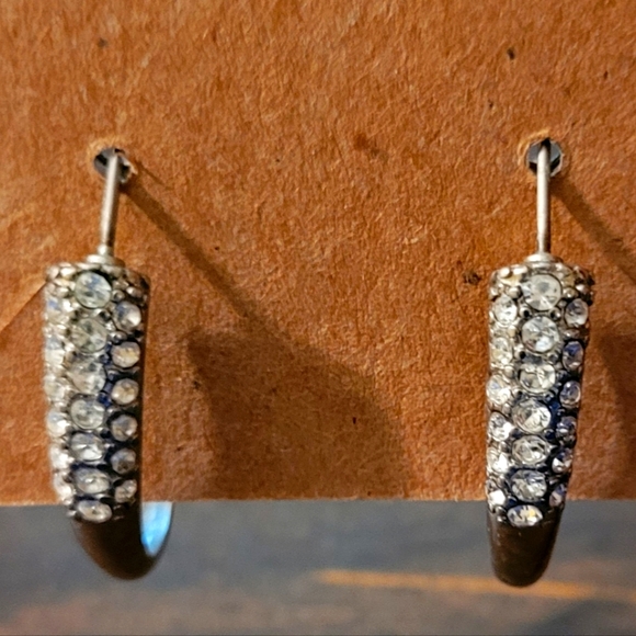 Cubic Zirconia & Sterling Silver Hoop Earrings - Picture 1 of 3